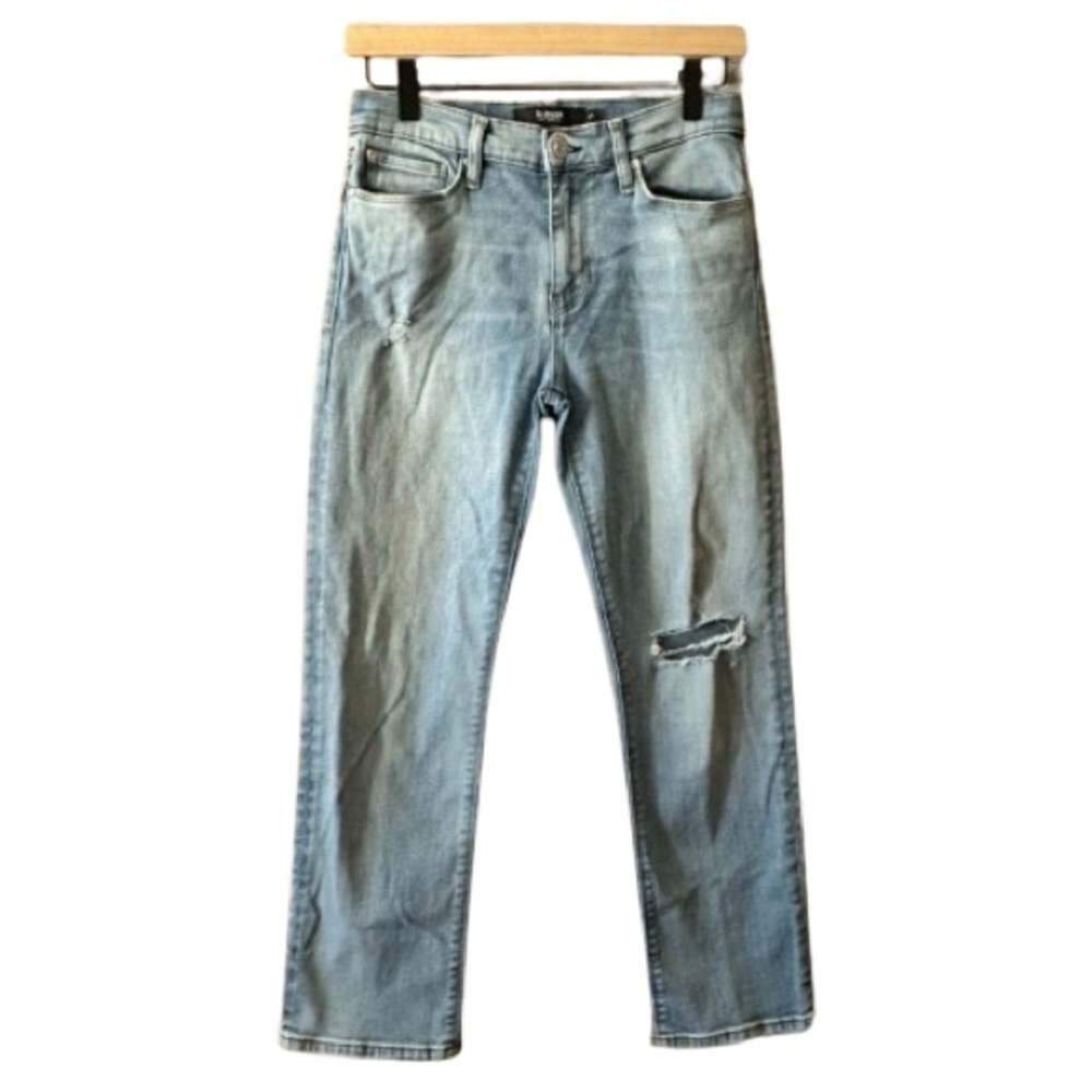 Women's 27 Hudson Nico Straight Jeans Zipper Fly Light Wash Distressing
